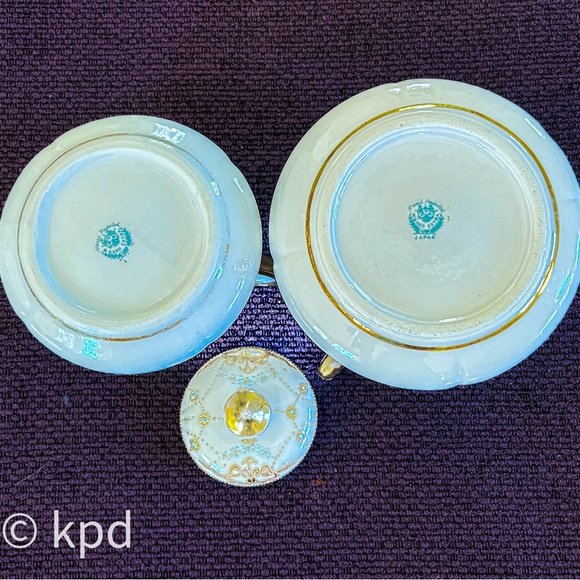 Vintage 3 Pc Sugar & Creamer Mikado Extra Hand Painted, including Gold Beading - Picture 9 of 10